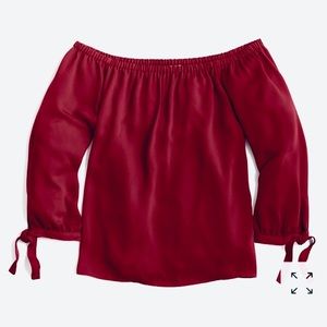 J Crew burgundy red arm tie blouse shirt top